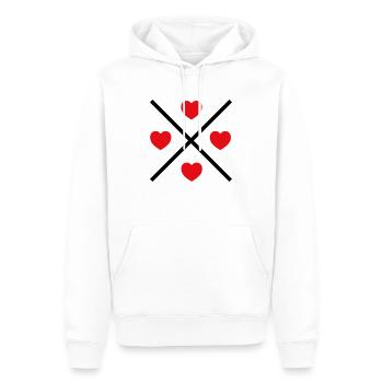 Heart Cross Love Valentine’s Day Symbol Logo - Sweat à capuche Premium bio Homme - blanc - Devant - Nico (187cm)