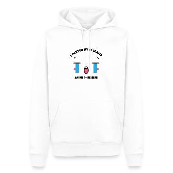 I paused my favorite anime to be here - Sweat à capuche Premium bio Homme - blanc - Devant - Nico (187cm)