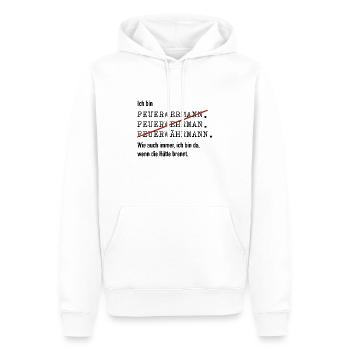 Ich bin Feuerwehrmann - Männer Premium Bio Hoodie - Weiß - Vorne - Nico (187cm)