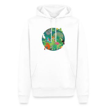 Drôle de jungle - Sweat à capuche Premium bio Homme - blanc - Devant - Nico (187cm)