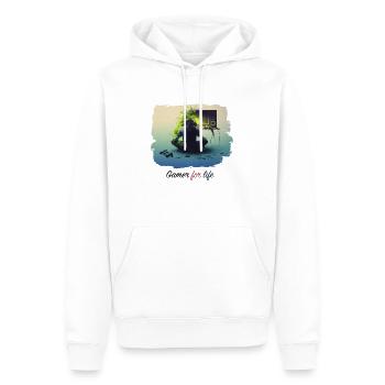 gamer for life - Sweat à capuche Premium bio Homme - blanc - Devant - Nico (187cm)