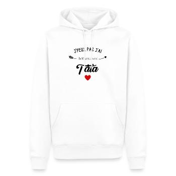 j'peux pas j'ai bêtises avec tata - Sweat à capuche Premium bio Homme - blanc - Devant - Nico (187cm)