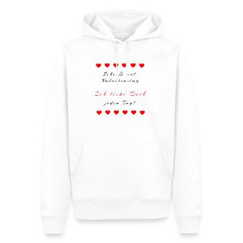 Scheiß auf Valentinstag - Ich liebe Dich jeden Tag - Männer Premium Bio Hoodie - Weiß - Vorne - Nico (187cm)