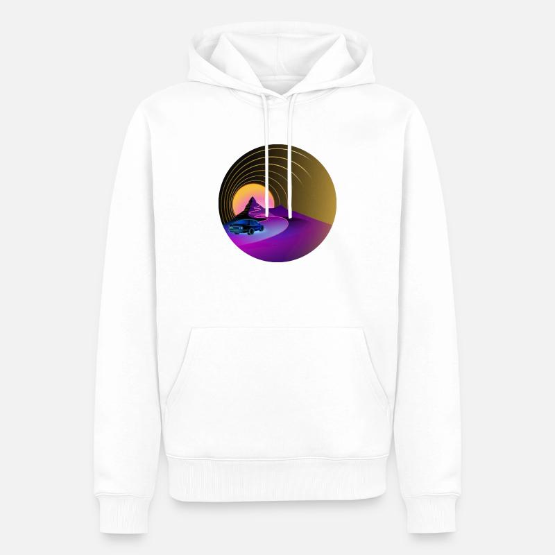 E30 - Rétro - Synthwave - Style - Sweat à capuche Premium bio Homme - blanc