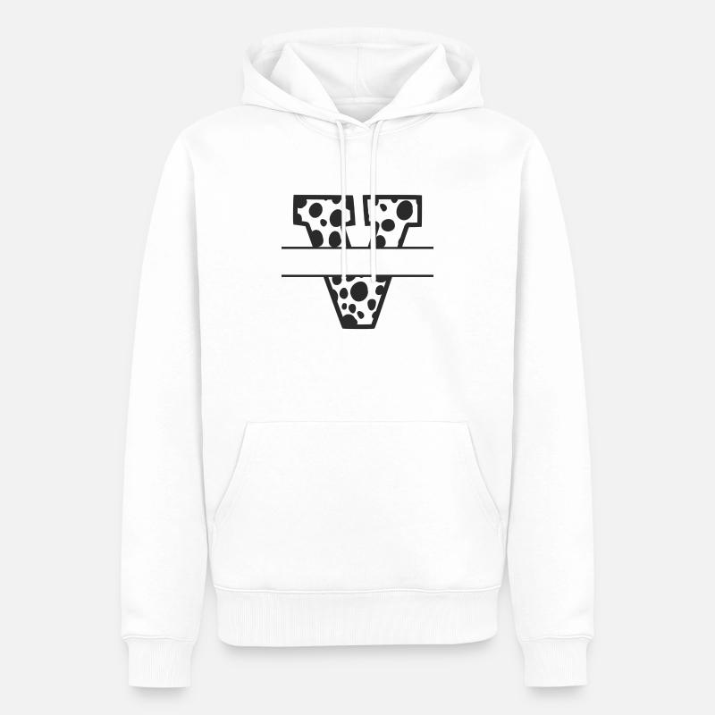 Letter V benutzerdefiniertes Kuhmuster - Männer Premium Bio Hoodie - Weiß