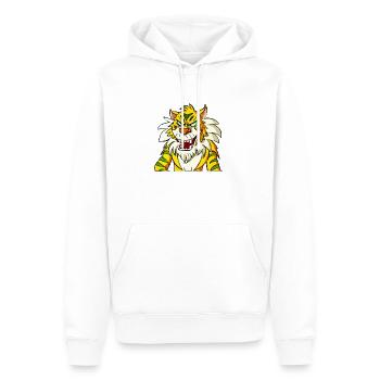 Exe der mürrische Tiger - Männer Premium Bio Hoodie - Weiß - Vorne - Nico (187cm)