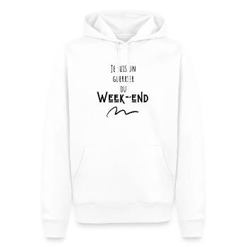 Je suis un guerrier du week-end - Sweat à capuche Premium bio Homme - blanc - Devant - Nico (187cm)