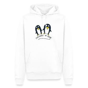 partners in crime, süße Pinguine - Männer Premium Bio Hoodie - Weiß - Vorne - Nico (187cm)