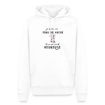je suis une peau de vache et ça me rend heureuse - Sweat à capuche Premium bio Homme - blanc - Devant - Nico (187cm)