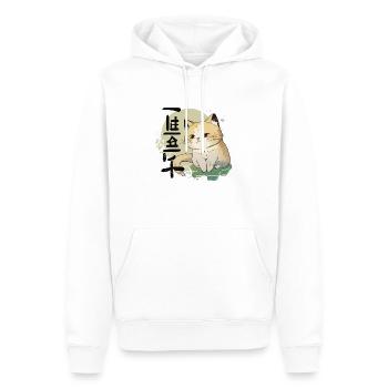 Chat japonais mignon et style japonais - Sweat à capuche Premium bio Homme - blanc - Devant - Nico (187cm)