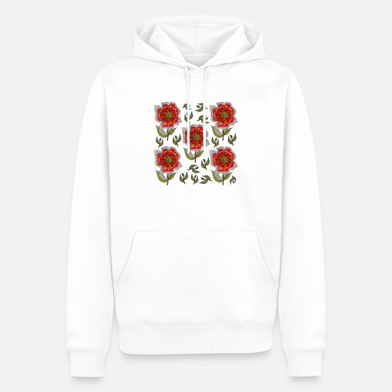 Fleur - Sweat à capuche Premium bio Homme - blanc