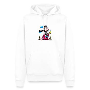 Mr. baut das Unwirkliche - Männer Premium Bio Hoodie - Weiß - Vorne - Nico (187cm)