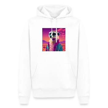 ERDMÄNNCHEN VAPORWAVE, moderne Kunst Neon Farben - Männer Premium Bio Hoodie - Weiß - Vorne - Nico (187cm)