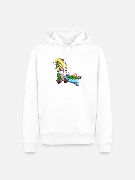 Ostergartenzwerg mit Schubkarre - Männer Premium Bio Hoodie - Weiß