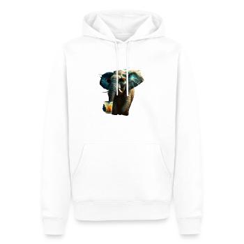 Cooler Elefant mit Bier und Sonnenbrille - Männer Premium Bio Hoodie - Weiß - Vorne - Nico (187cm)