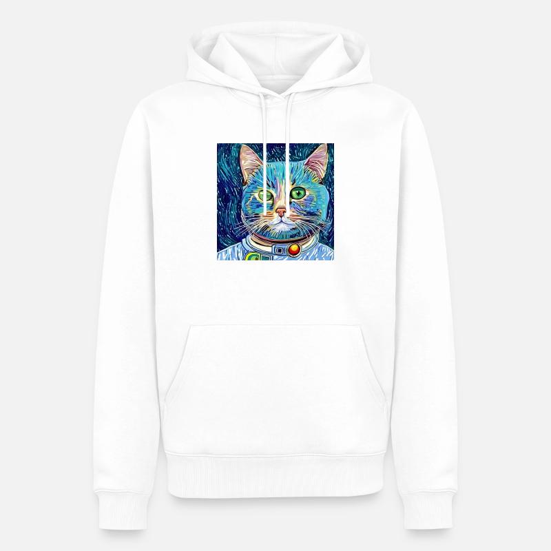 Chat astronaute van gogh - Sweat à capuche Premium bio Homme - blanc