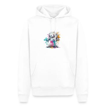 Regenbogen-Roboter zum Knuddeln - Männer Premium Bio Hoodie - Weiß - Vorne - Nico (187cm)