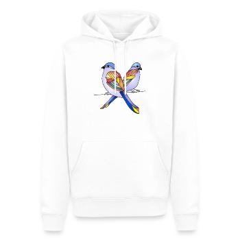 Oiseaux - Sweat à capuche Premium bio Homme - blanc - Devant - Nico (187cm)