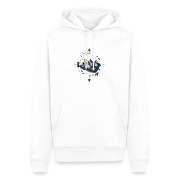 Kompass mit Bergen für Outdoorliebhaber - Männer Premium Bio Hoodie - Weiß - Vorne - Nico (187cm)