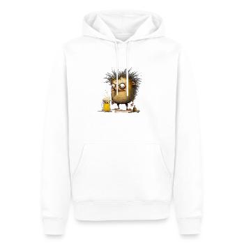 Hérisson fou luxuriant avec de la bière - Sweat à capuche Premium bio Homme - blanc - Devant - Nico (187cm)
