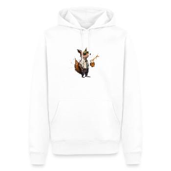Renard occasionnel avec de la bière - Sweat à capuche Premium bio Homme - blanc - Devant - Nico (187cm)