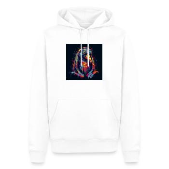 Trippy Psychadelic Pinguin sitzend - Männer Premium Bio Hoodie - Weiß - Vorne - Nico (187cm)