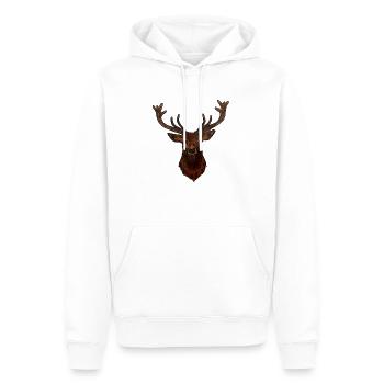 Tête de CERF - Sweat à capuche Premium bio Homme - blanc - Devant - Nico (187cm)