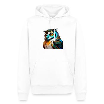Neonpunk Owl - Männer Premium Bio Hoodie - Weiß - Vorne - Nico (187cm)