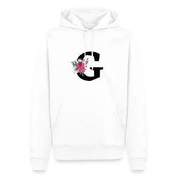 Lettre g floral - Sweat à capuche Premium bio Homme - blanc - Devant - Nico (187cm)