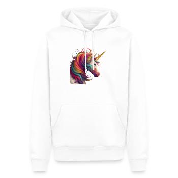 Licorne des Rêves en Arc-en-Ciel - Sweat à capuche Premium bio Homme - blanc - Devant - Nico (187cm)