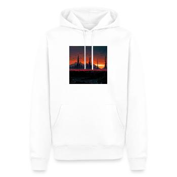 anubis, sunset, moutains, cyber village - Men’s Premium Organic Hoodie - white - Front - Nico (187cm)