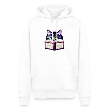 Katze Buch Lesen Hauskatze Bücher Kätzchen Kater - Männer Premium Bio Hoodie - Weiß - Vorne - Nico (187cm)