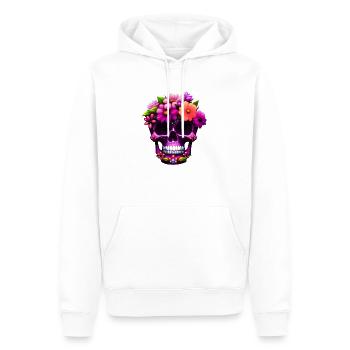Skull Pink Boho Totenkopf Blumen - Männer Premium Bio Hoodie - Weiß - Vorne - Nico (187cm)