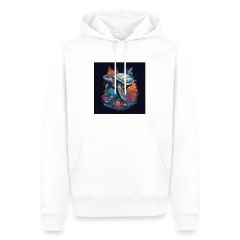 Belle tortue nageant dans le récif corallien - Sweat à capuche Premium bio Homme - blanc - Devant - Nico (187cm)
