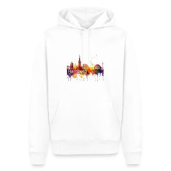 Hamburg ,skyline, stadt - Männer Premium Bio Hoodie - Weiß - Vorne - Nico (187cm)