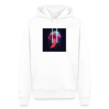 Neonfarbene Qualle schwimmt im Meer - Männer Premium Bio Hoodie - Weiß - Vorne - Nico (187cm)