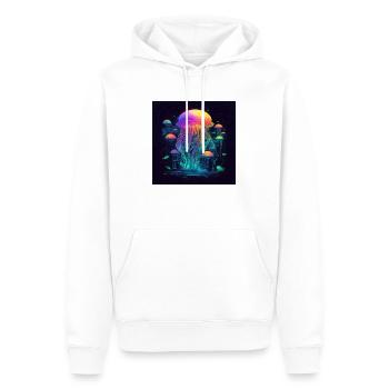Neonfarbene Qualle schwimmt im Meer - Männer Premium Bio Hoodie - Weiß - Vorne - Nico (187cm)