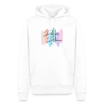 Demoiselle d'honneur arc en ciel pastel - Sweat à capuche Premium bio Homme - blanc - Devant - Nico (187cm)