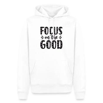 Focus on the Good - Men’s Premium Organic Hoodie - white - Front - Nico (187cm)