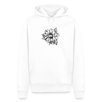 Tournesol dessiné à la main, autocollant de tournesol - Sweat à capuche Premium bio Homme - blanc - Devant - Nico (187cm)