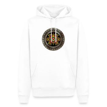 Symbole antique du dieu aztèque Ollin - Sweat à capuche Premium bio Homme - blanc - Devant - Nico (187cm)