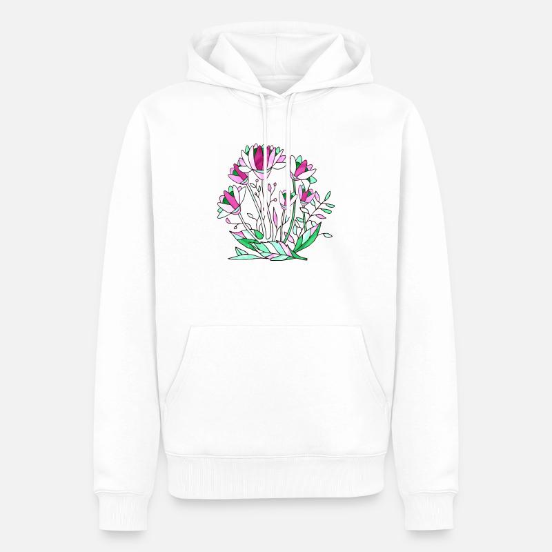 Fleur - Sweat à capuche Premium bio Homme - blanc