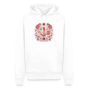 L'oiseau rouge vintage - Sweat à capuche Premium bio Homme - blanc - Devant - Nico (187cm)