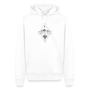 Explore more - Men’s Premium Organic Hoodie - white - Front - Nico (187cm)