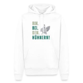 Bin bei den Hühnern - Männer Premium Bio Hoodie - Weiß - Vorne - Nico (187cm)