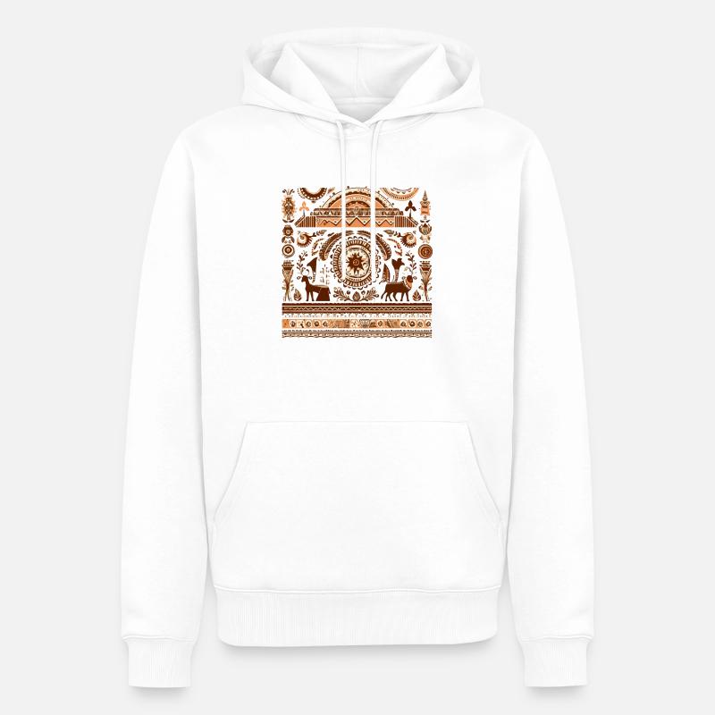 Folklore africain - Sweat à capuche Premium bio Homme - blanc