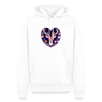 Deer Heart Flowers Nature Forest - Men’s Premium Organic Hoodie - white - Front - Nico (187cm)