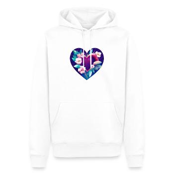 Saint-Valentin, Amour, Mariage, Fête des mères, Fiançailles - Sweat à capuche Premium bio Homme - blanc - Devant - Nico (187cm)