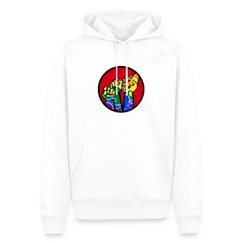 Fists4a LGBT - Männer Premium Bio Hoodie - Weiß - Vorne - Nico (187cm)