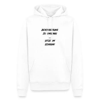 T-Shirt "Beschreibung zu ungenau", Shirt - Männer Premium Bio Hoodie - Weiß - Vorne - Nico (187cm)
